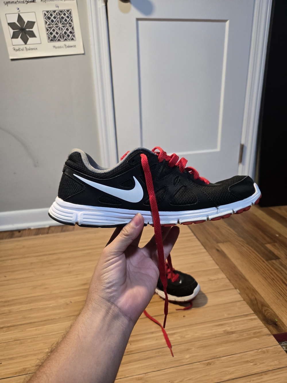 Nike Men’s Black Running Shoes with Red Laces